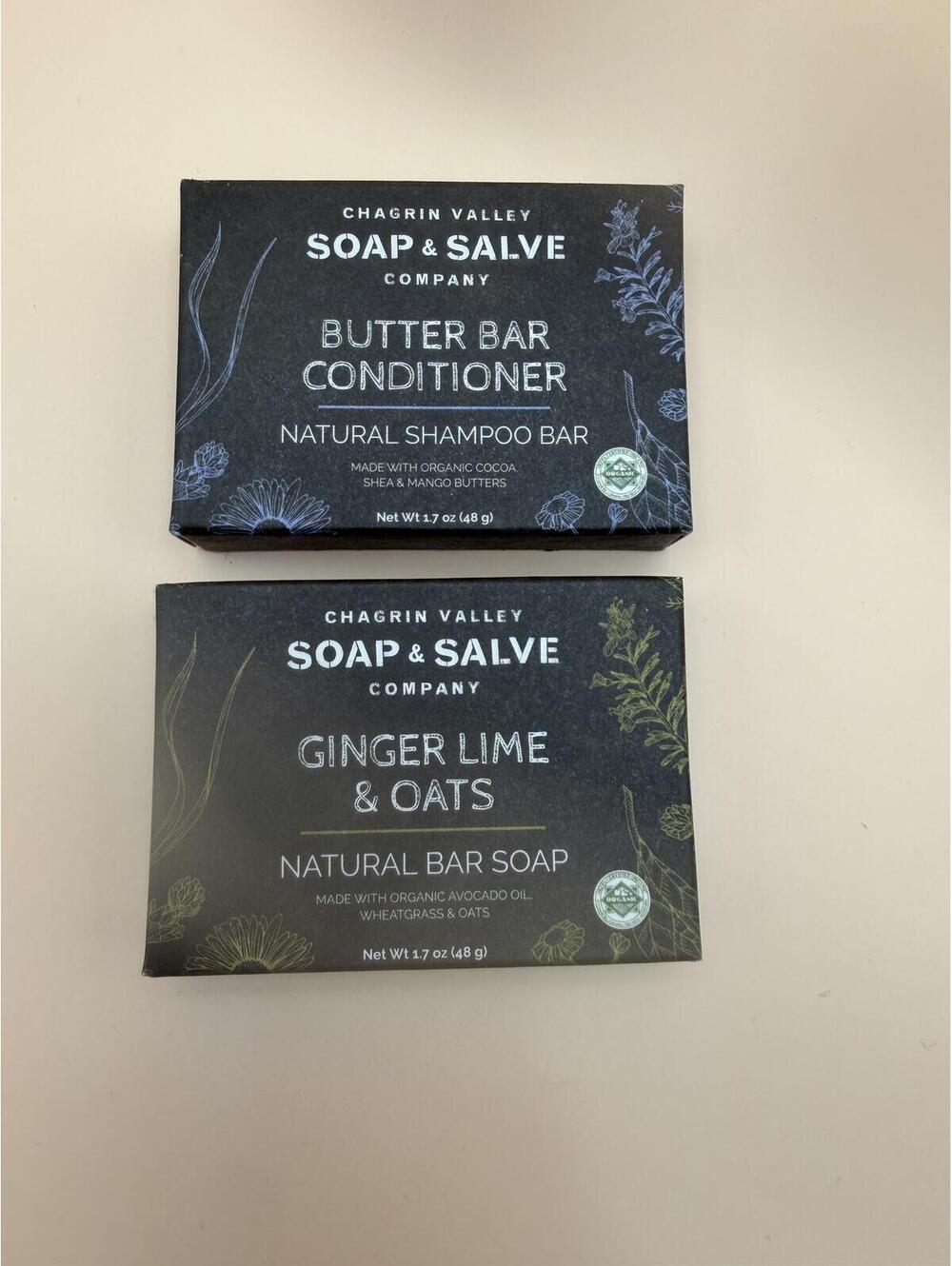 Set of 2 Chagrin Valley Travel Bars: Butter Bar Conditioner & Ginger Lime Oats